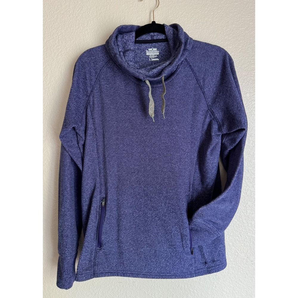 Noble Outfitters Tug-Free Cowl Funnel Neck Fleece Pullover Purple Heather Large